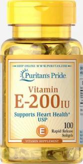 Витамин Е-200, Vitamin E, Puritan's Pride, 200 МЕ, 100 гелевых капсул