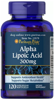 Альфа-липоевая кислота, Alpha Lipoic Acid, Puritan's Pride, 300 мг, 120 гелевых капсул