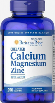 Кальций Магний Цинк хелат, Chelated Calcium Magnesium Zinс, Puritan's Pride, 250 капсул