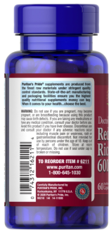 Красный дрожжевой рис, Red Yeast Rice, Puritan's Pride, 600 мг, 60 капсул