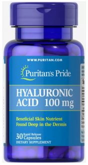 Гиалуроновая кислота, Hyaluronic Acid, Puritan's Pride, 100 мг, 30 капсул