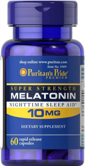 Мелатонин, Melatonin, Puritan's Pride, 10 мг, 60 капсул