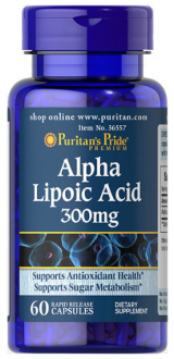Альфа-липоевая кислота, Alpha Lipoic Acid, Puritan's Pride, 300 мг, 60 капсул