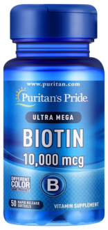 Биотин, Biotin, Puritan's Pride,10 000 мкг, 50 капсул