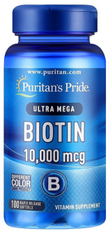 Биотин, Biotin, Puritan's Pride, 10.000 мкг, 100 капсул