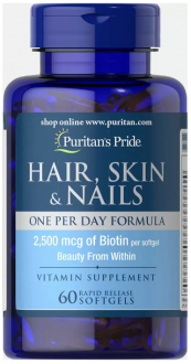 Формула для волос, кожи, ногтей, Hair, Skin & Nails, Puritan's Pride, 1 в день, 60 капсул