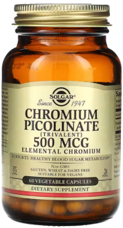 Хром пиколинат, Chromium Picolinate, Solgar, 500 мкг, 60 капсул