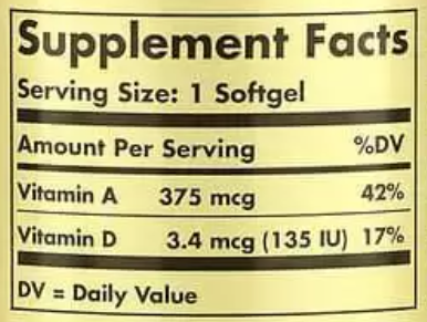 Витамин А и Д из печени трески (Vitamin A D), Solgar, 100 капсул