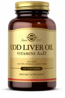 Витамин А и Д из печени трески (Vitamin A D), Solgar, 100 капсул