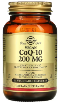 Коэнзим Q10 (CoQ-10), Solgar, 200 мг, 60 капсул