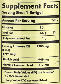 Масло примулы вечерней (Evening Primrose Oil), Solgar, 1300 мг, 60 капсул