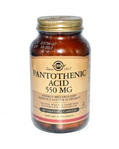Пантотеновая кислота (Pantothenic Acid), Solgar, 550 мг, 100 капсул