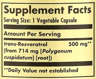Ресвератрол (Resveratrol), Solgar, 500 мг, 30 капсул
