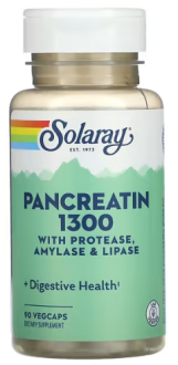 Панкреатин, Pancreatin 1300, Solaray, 90 капсул