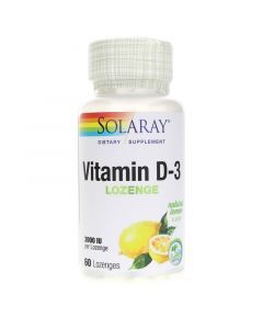 Витамин D-3, Vitamin D-3, Solaray, 2000 МЕ, вкус лимона, 60 леденцов