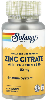 Цинк цитрат, Zinc Citrate, Veg Cap 50mg 60 caps