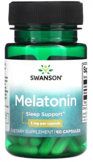 Мелатонин, Melatonin, Swanson, 3 мг, 60 капсул