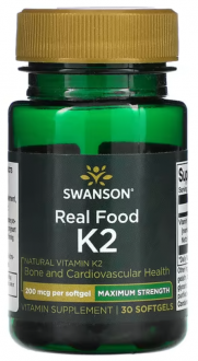 Витамин К2, Vitamin K2, Swanson, максимальная сила, 200 мкг, 30 гелевых капсул