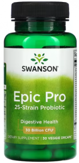 Пробиотики для поддержки пищеварительной и иммунной систем, Epic-Pro, Swanson, 25 штаммов, 30 млрд КОЕ, 30 вегетарианских капсул