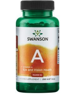 Витамин А, Vitamin A, Swanson, 10000 МЕ (3000 мкг), 250 гелевых капсул