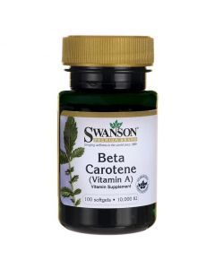 Бета каротин (витамин А), Beta-Carotene, Swanson, 10000 МЕ (3000 мкг), 100 гелевых капсул