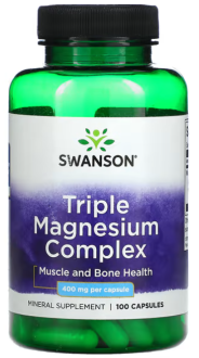 Комплекс магния, Triple Magnesium Complex, Swanson, 400 мг, 100 капсул