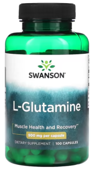 L- глютамин, L-Glutamine, Swanson, 500 мг, 100 капсул