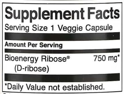 D-Рибоза, Ultra Ribose, Swanson, 750 мг, 60 вегетарианских капсул
