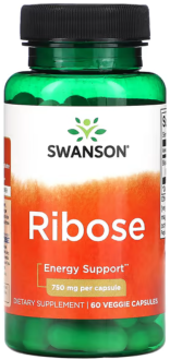 D-Рибоза, Ultra Ribose, Swanson, 750 мг, 60 вегетарианских капсул