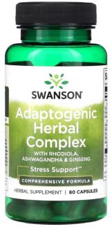 Родиола, ашваганда и женьшень, Rhodiola Ashwagandha Ginseng, Swanson, комплекс, 60 капсул
