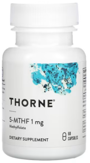 Метафолин, 5-MTHF, Thorne Research, 1 мг, 60 капсул