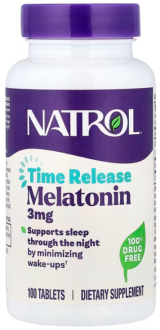 Мелатонин медленного высвобождения, Melatonin Natrol Time Release, 3 мг