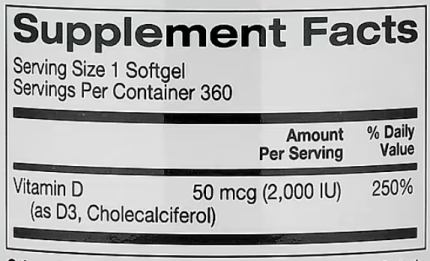 Витамин D3 от California Gold Nutrition 50 мкг (2000 МЕ)