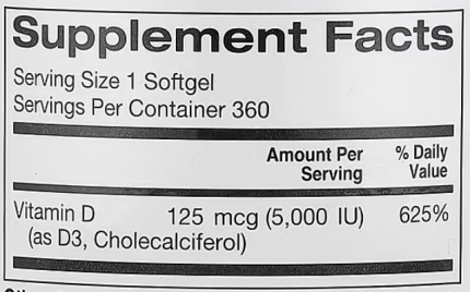Витамин D3 от California Gold Nutrition 125 мкг (5000 МЕ)