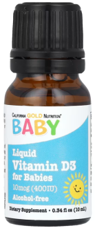 Жидкий витамин D3 для детей California Gold Nutrition 10 мкг (400 МЕ)