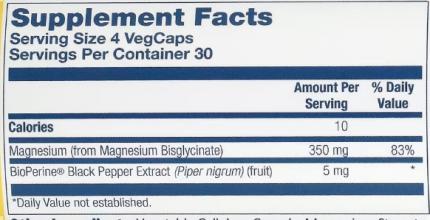 Глицинат магния с высокой усвояемостью, Magnesium Glycinate, Solaray, 350 мг