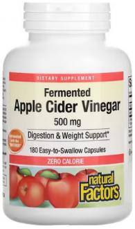 Natural Factors ферментированный яблочный уксус 500 мг 180 капсул