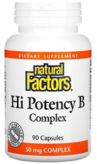 Natural Factors, высокоэффективный комплекс витаминов группы B, 90 капсул