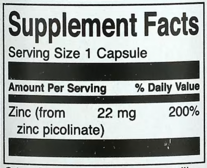 Пиколинат цинка, Zinc Picolinate Swanson, 22 мг, 60 капсул