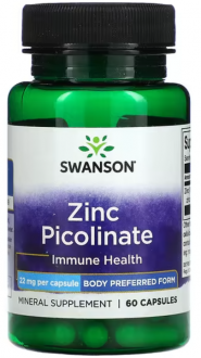 Пиколинат цинка, Zinc Picolinate Swanson, 22 мг, 60 капсул