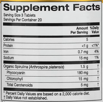 Органическая спирулина, Organic Spirulina, California Gold Nutrition, 500 мг, 60 таблеток