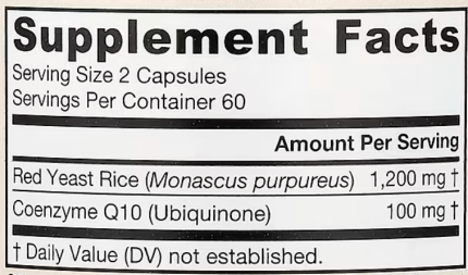 Красный дрожжевой рис + коэнзим Q10, Jarrow Formulas, Red Yeast Rice + Co-Q10, 120 капсул