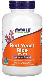 Красный дрожжевой рис, Red Yeast Rice, Now Foods, 600 мг, 240 капсул