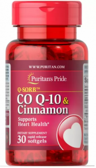 Коэнзим Q-10 120 мг и корица, Q-SORB Co Q-10 & Cinnamon, Puritan's Pride, 30 капсул