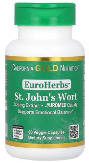 Экстракт зверобоя, California Gold Nutrition, EuroHerbs, качество EuroMed, 300 мг, 60 капсул