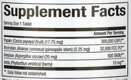Ферменты папайи с амилазой и бромелаином, Papaya Enzymes Natural Factors, 60 таблеток