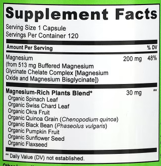 Хелат глицината магния, NATURELO, Magnesium Glycinate Chelate Complex, 200 мг, 120 капсул