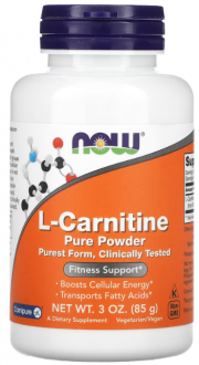 L-карнитин, L-Carnitine, Now Foods, чистый порошок, 85 г