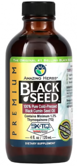 Масло черного тмина, 100% чистое холодного отжима из семян, Amazing Herbs, Black Seed, 120 мл (4 жидк. унции)