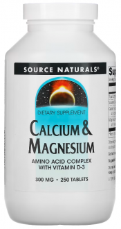 Хелатный кальций и магний с витамином D3, Source Naturals, Calcium & Magnesium, 300 мг, 250 таблеток